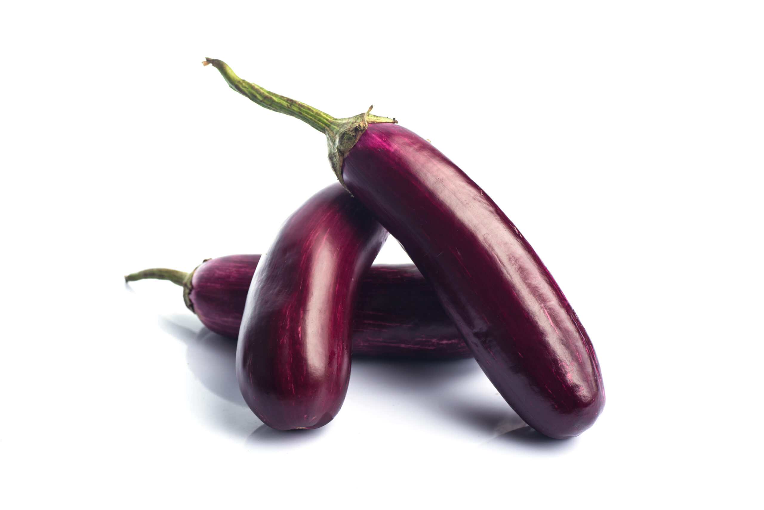 Eggplant or aubergine or brinjal vegetable isolated on a white background.